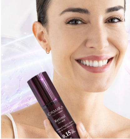 Línea Retinol PROAGE. Crema Fluida de Noche con Retinol Puro 0,15%.  Renewal NIGHT Cream 0,15%. CASMARA