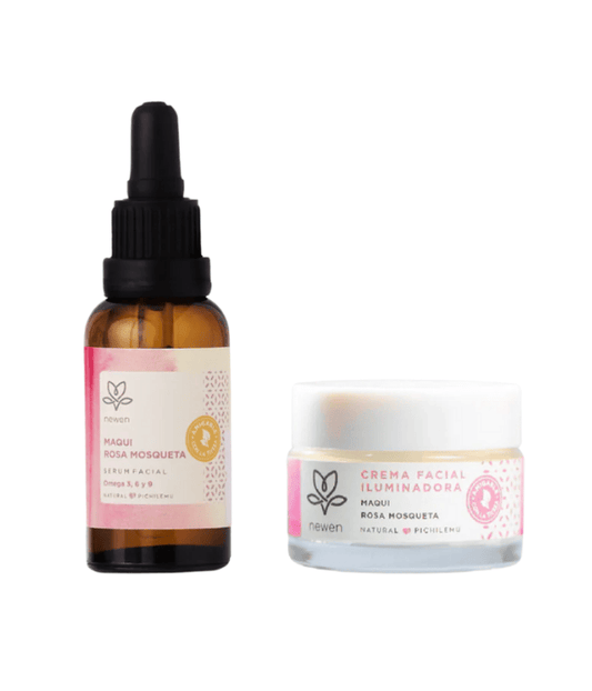 Pack Crema y Serum Facial Hidratante Maqui Rosa Mosqueta, Rosacea. Newen